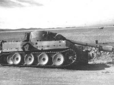 Destroyed Tiger I number 121 of Schwere Panzer Abteilung 504 Afrika Korps Tunisia