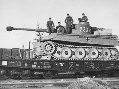 Tiger tank 233 of schwere panzer abteilung 503 rail transport