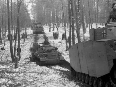 Panzer IV tanks and Panzer VI Tiger S33 of the Das Reich Division