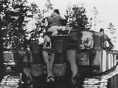 Tiger tank of schwere panzer abteilung 502. Tank number 123 Eastern Front winter
