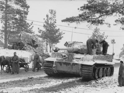Tiger I of the schwere Panzer Abteilung 502. Tank number 222 winter camouflage eastern front