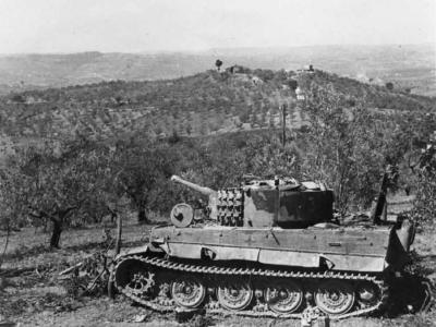 German Tiger tank late, steel wheels, number 3 of schwere Panzer-Abteilung 508, La Romola Italy
