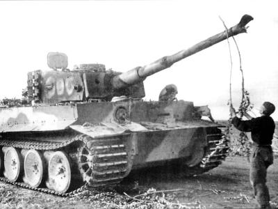 Knocked out Heavy tank Tiger I of the Schwere Panzer Abteilung 505, tank number 300. Eastern Front
