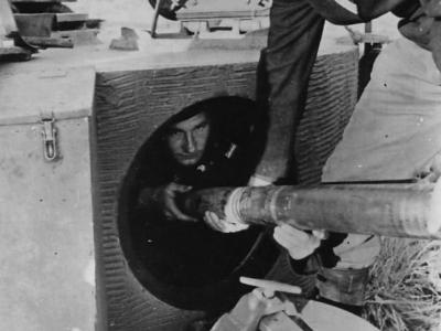 Detail of the turret of Tiger I with zimmerit