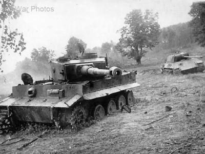 Destroyed Tiger of schwere Panzer Abteilung 506 and Panther