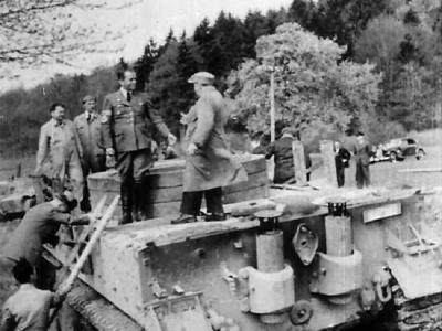 Minister of Armaments Albert Speer atop Tiger tank