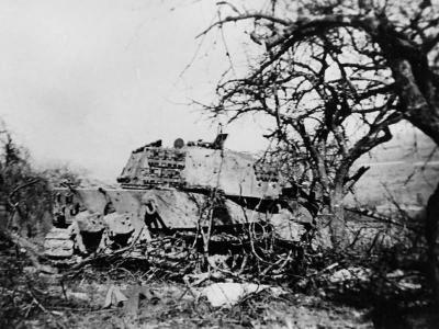 German Tiger 2 tank of the Schwere SS Panzer-Abteilung 501. Road to La Gleize.