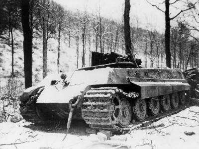Destroyed King Tiger tank of the Schwere SS Panzer-Abteilung 501. Tank number 133. Ardennes