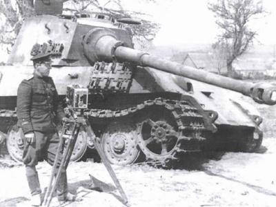 King Tiger tank of the schwere-Panzer-Abteilung Feldherrnhalle. Mikulov Czechoslovakia 1945