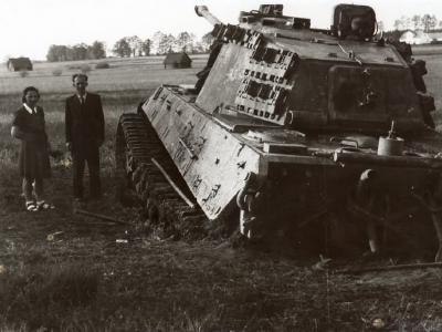 King Tiger tank of the schwere Panzer Abteilung 503. Třeboň Czechoslovakia rear view
