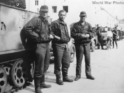 Waffen-SS soldiers posing beside a Sd.Kfz 11