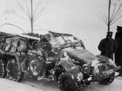 Wrecked Krupp-Protze truck Winter