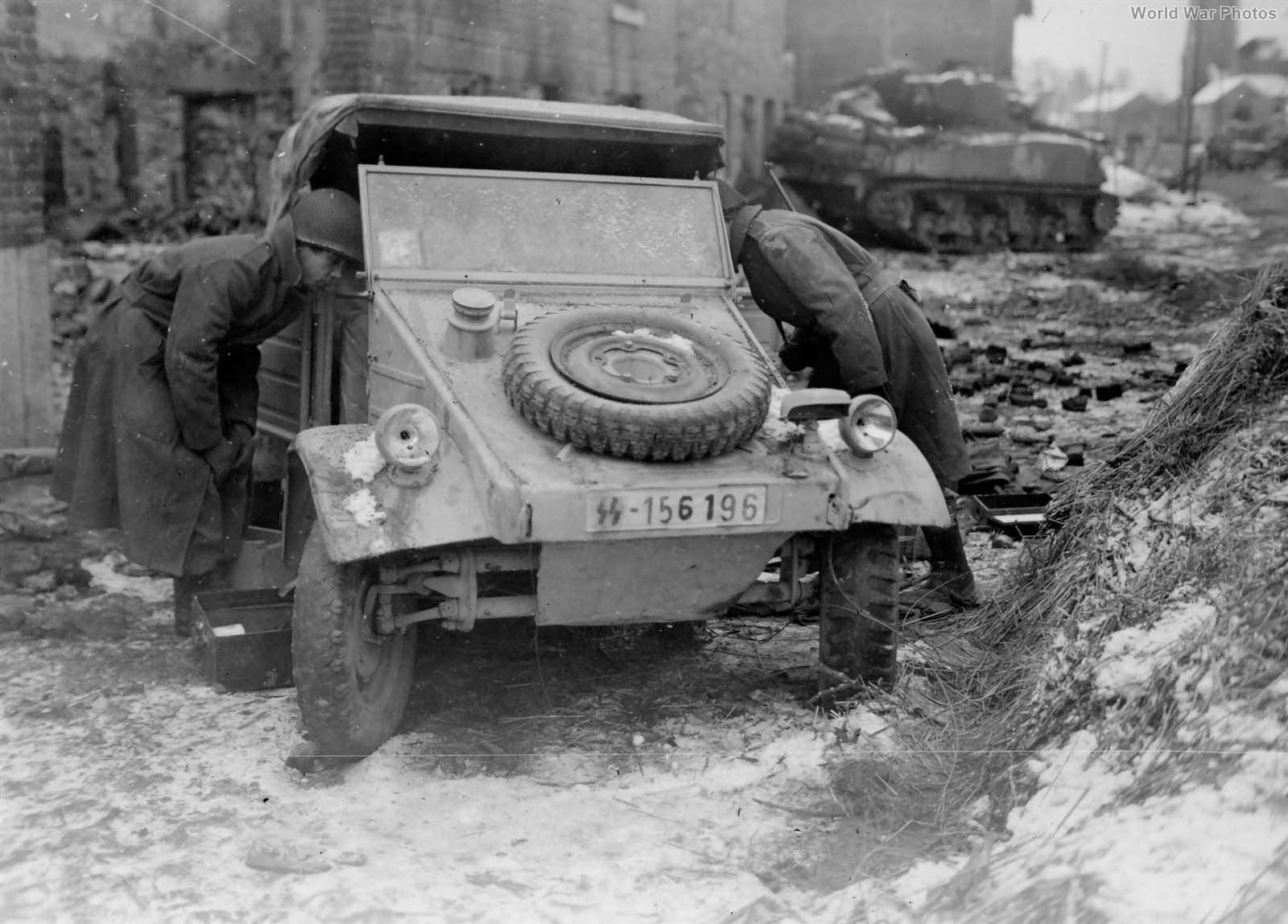75th ID captures Das Reich Kubelwagen in Beffe Belgium 7 January 1945