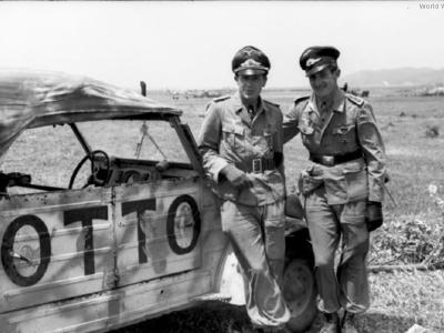 Hans Joachim Marseille next to a Kubelwagen OTTO