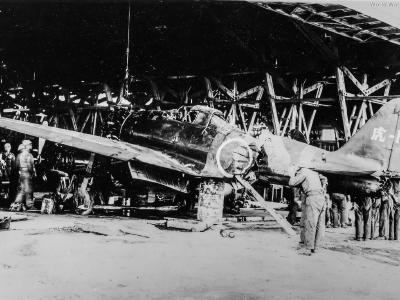 A6M5 „110” of the 261 Kokutai in Saipan hangar 1944
