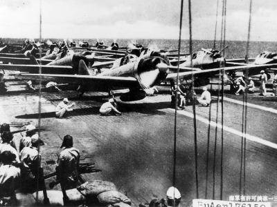 A6M Zero just before take off, IJN Carrier Akagi