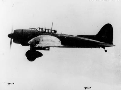 Dive bomber D3A2 Val in flight