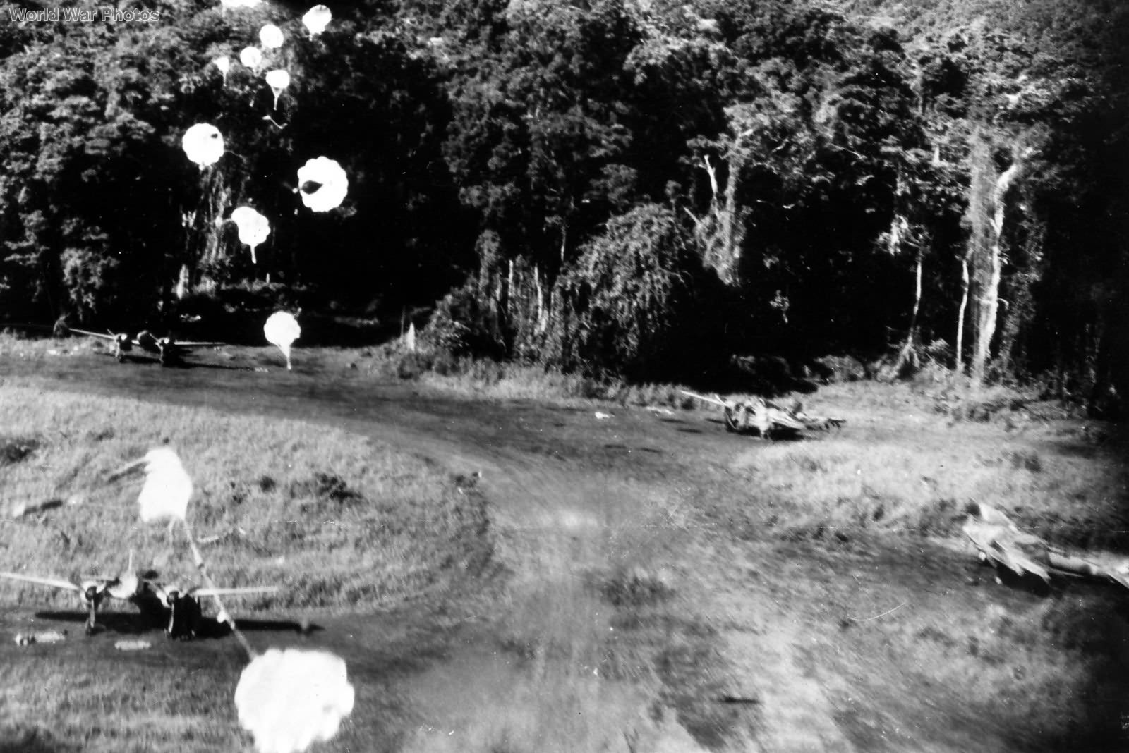 5th AF parafrag attack on Ki-46 Dagua Drome Wewak August 1943