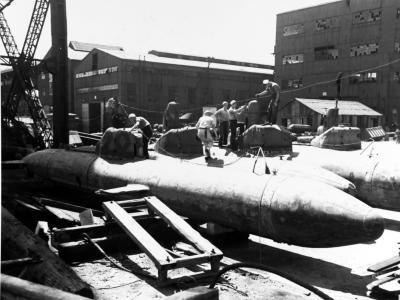Kairyu Type midget submarines at the Yokosuka Naval Base September 1945 2