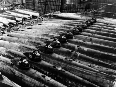 Captured Type D in a drydock at Kure Naval Base – 19 October 1945