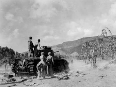 2nd Marine Division Uses Captured Japanese Chi Ha Medium Tank Saipan 1944