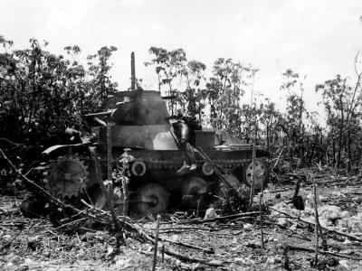 Japanese 14th Infantry Division Type 95 Ha Go light tank on Peleliu 1944