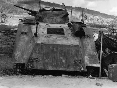 Japanese 1st Yokosuka SNLF Type 2 Ka Mi Amphibious Tank Rear View Saipan