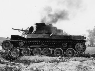 Japanese Type 97 Chi Ha 9th Tank Regiment on Fire Saipan 1944