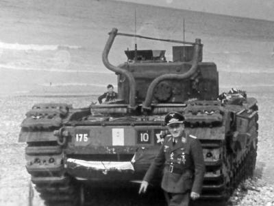 Luftwaffe Officer next to the Churchill tank Dieppe
