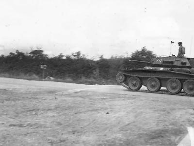 Covenanter tank moving on country road
