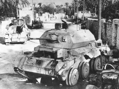 Destroyed British Cruiser Tank A13 Mk II in Tobruk