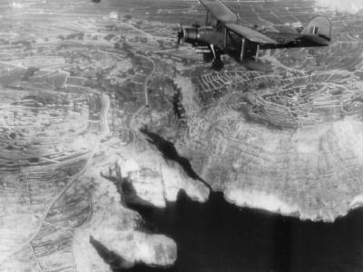 Albacore torpedo bombers of 821 Squadron over Malta in 1943