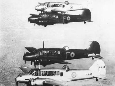 RAAF Avro Anson Bombers in Formation during Training Flight 1940
