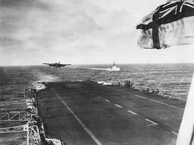 Fairey Barracuda land on HMS Illustrious 1948