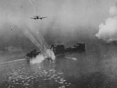Beaufighter attacking enemy ship North Sea