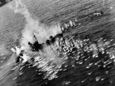 Beaufighter attacking German ship North Sea