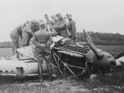 German soldiers examining Hurricane