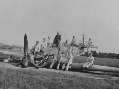 Germans poses with destroyed Hurricane