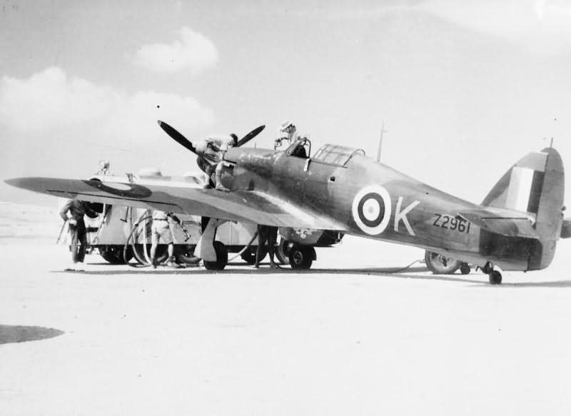 Hurricane Mk IIA Z2961 K of the Malta Night Fighter Unit being refuelled and re armed at Ta Kal Malta