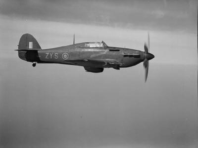 Hurricane Mk IIC night fighter BD936 code ZY-S of No 247 Squadron RAF based at Predannack pilot Sous Lieutenant Helies