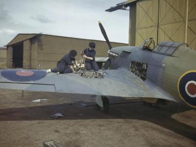 Hawker Hurricane aircraft at the Fleet Air Arm airfield at Yeovilton