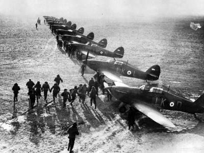 No 87 Squadron RAF Pilots and Hurricanes Mk I