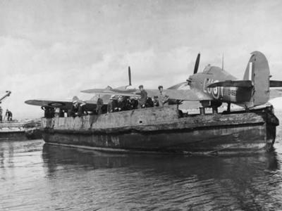 Sea Hurricanes Mk IA bearing Merchant Ship