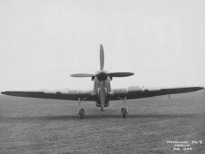 Head on view of a Hurricane Mk V Prototype NL255 1944 3