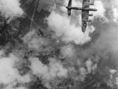 Lancaster over Trossy St Maximin 1944