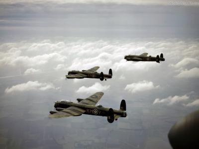 RAF bombers in flight