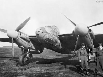 Damaged Mosquito Mk II DZ757 of No. 410 Squadron RAF
