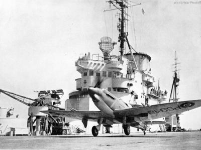 Seafire F47 taking off from HMS Illustrious