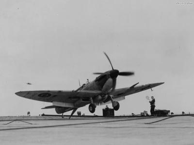 Seafire landing on HMS Furious 1944