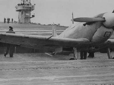 Seafire Mk Ib onboard HMS Tracker